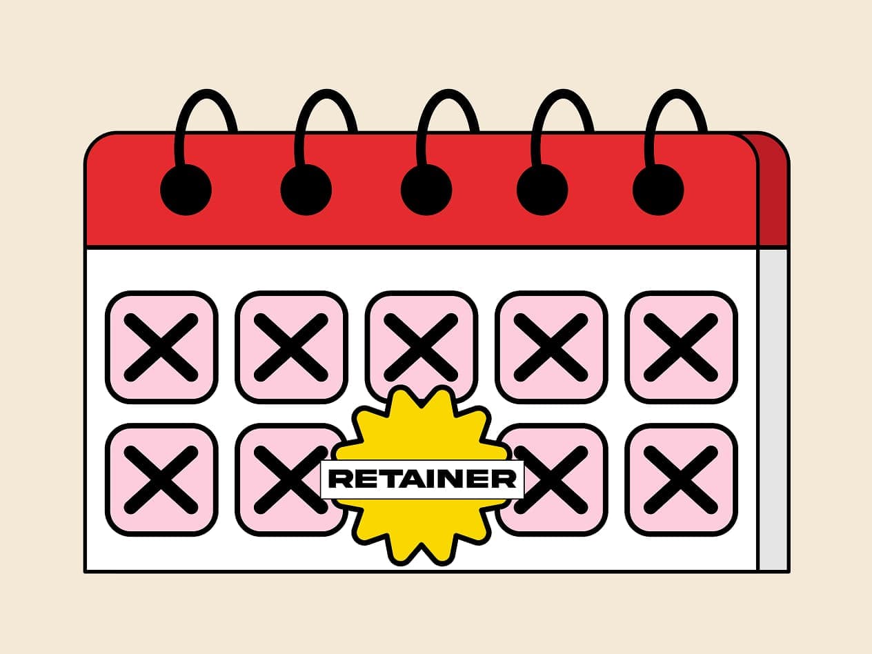 Illustration of a calendar with date marked retainer